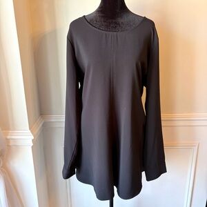 Pleione Long Sleeve Round Neck Flared Tunic with Center Seam